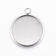 304 Stainless Steel Pendant Cabochon Settings(X-STAS-E146-18P-18mm)-2