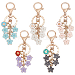 5Pcs Alloy Enamel Keychain, with Alloy Key Rings & Lobster Claw Clasps, Flower, Mixed Color, 108mm, 5pcs/set(KEYC-PH01550)