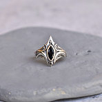 Brass Pave Cubic Zirconia Finger Rings, Flower with Horse Eye, Platinum, US Size 6(16.5mm)(FS-WGC2302-01)