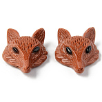 Synthetic Goldstone Pendants, Top Drilled Beads, with Black Onyx Eye, Fox Head, 41x29.5~30.5x13~14.5mm, Hole: 1.6mm(G-R478-005C)