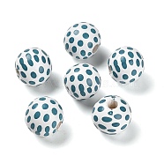 Natural Wood European Beads, Ocean Series 16MM Printed lotus Beads, Large Hole Beads, Polka Dot, 16x15mm, Hole: 4mm(WOOD-S059-01C)