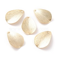 Brass Charms, Teardrop, Real 24K Gold Plated, 20x13x2mm, Hole: 1.4mm(KK-Y003-38G)