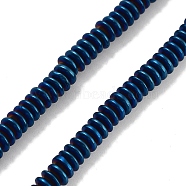 Electroplated Synthetic Non-magnetic Hematite Beads Strands, Saucer Beads, Blue Plated, 4~4.5x1.5mm, Hole: 1mm, about 258pcs/strand, 16.14''(41cm)(G-P545-A01-01D)