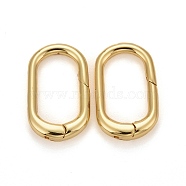 Brass Spring Gate Rings, Long-Lasting Plated, Oval, Real 18K Gold Plated, 19.5x12x2.1~3.7mm(ZIRC-F120-012G)