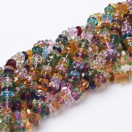 Faceted Glass Rondelle Beads Strands, Crystal Suncatcher, Mixed Color, about 6mm in diameter, 3mm thick, hole: 1mm, about 125pcs/strand, 15 inch(X-GF3x6mm-5)