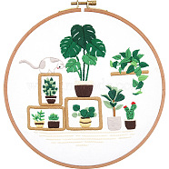 DIY Display Decoration Embroidery Kit, Including Embroidery Needles & Thread, Cotton Fabric, Plants Pattern, 171x193mm(SENE-PW0003-075D)