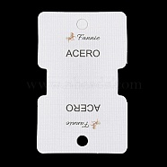 Fold Over Paper Jewelry Display Cards, Necklaces and Bracelets Display Cards, Rectangle with Word ACERO, White, Finished Product: 37.5x50x5.5mm, 8x5x0.05cm, Hole: 6mm(CDIS-M005-25)
