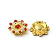 Rhinestone Buttons, with Golden Tone Alloy Findings, Flower, Golden, 14.5x4mm, 50pcs/bag(FIND-TAC0016-11G)