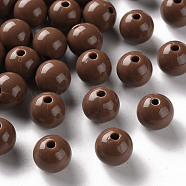 Opaque Acrylic Beads, Round, Camel, 10x9mm, Hole: 2mm, about 940pcs/500g(MACR-S370-C10mm-A17)