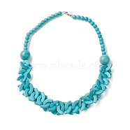 Dyed Synthetic Turquoise Arch Beaded Bib Necklaces, with Iron Clasps, Dark Turquoise, 21.65 inch(55cm)(NJEW-P279-01B)