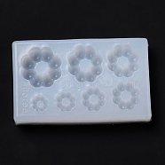 DIY Pendants Silicone Molds, Resin Casting Pendant Molds, For UV Resin, Epoxy Resin Jewelry Making, Flower, White, 45x28x7mm, Inner Diameter: 5~14X5~14mm(DIY-Z010-06)
