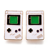 Alloy Enamel Brooches, Enamel Pin, with Brass Butterfly Clutches, Game Machine, Light Gold, Cadmium Free & Nickel Free & Lead Free, Creamy White, 24x15x2mm, Pin: 1mm(JEWB-N006-002-NR)