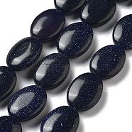 Synthetic Blue Goldstone Beads Strands, Flat Oval, 18~18.5x13~13.5x6~6.5mm, Hole: 1.2mm, about 11pcs/strand, 7.76 inch(19.7cm)(G-P528-M02-01)