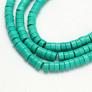 Synthetic Turquoise Beads Strands, Heishi Beads, Dyed, Flat Round/Disc, Turquoise, 5x3mm, Hole: 1mm, about 145pcs/strand, 15.75 inch(TURQ-G110-5x3mm-09)