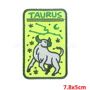 Rectangle with Constellation Computerized Embroidery Cloth Iron on/Sew on Patches, Costume Accessories, Taurus, 78x50mm(PATC-PW0002-14D)