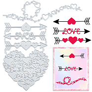 Valentine's Day Theme Heart Carbon Steel Cutting Dies Stencils Set, for DIY Scrapbooking, Photo Album, Decorative Embossing Paper Card, Stainless Steel Color, 5.1~14.5x4~8.2x0.1cm, 3 styles/bag(DIY-CP0009-55)