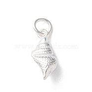 925 Sterling Silver Shell Shape Pendants, Sea Animal Charms, with Jump Rings, Shell Shape, 16x8x4.5mm, Hole: 3.8mm(STER-E071-02S-04)