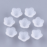 5-Petal Transparent Acrylic Bead Caps, Frosted, Flower, Clear, 13.5x14x10mm, Hole: 1.2mm(X-MACR-S362-05)