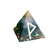 Orgonite Pyramid Resin Display Decorations, with Brass Findings, Gold Foil and Natural Green Aventurine Chips Inside, for Home Office Desk, 50mm(DJEW-PW0006-03U)
