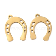 201 Stainless Steel Pendants, Horseshoe Charm, Golden, 17.5x14x1mm, Hole: 1.2mm(STAS-A084-10G)