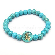 Minimalist European Style Constellation Synthetic Turquoise Beaded Stretch Bracelets for Women, Capricorn(XC6059-10)