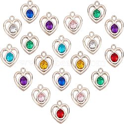 CHGCRAFT 100Pcs UV Plating ABS Plastic Pendants, with Acrylic Rhinestone, Faceted, Heart, Mixed Color, 23x22x7mm, Hole: 3mm(KY-CA0001-16)