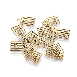 Tibetan Style Alloy Pendants, Cadmium Free & Nickel Free & Lead Free, Birdcage, Antique Golden, 19x12x2mm, Hole: 2mm(PALLOY-A15345-AG-NF)