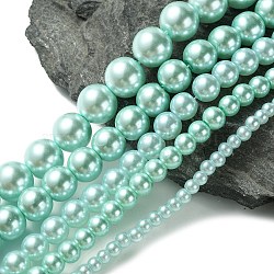 Dyed Glass Pearl Round Beads Strands, Light Cyan, 4mm/6mm/8mm/10mm/12mm, Hole: 1mm, about 70~216pcs/strand(HY-X0001-01)