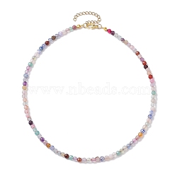 Faceted Round Natural Agate(Dyed & Heated) Beaded Necklaces for Women, Lavender, 15.94 inch(40.5cm)(NJEW-JN04659-04)