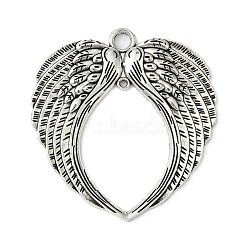 Tibetan Style Alloy Wing Large Pendants, Cadmium Free & Nickel Free & Lead Free, Antique Silver, 73x69x4mm, Hole: 2~6mm(TIBEP-S100-AS-NR)