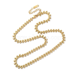 316 Surgical Stainless Steel Link Chain Necklaces, Real 18K Gold Plated, Leaf, 16.38 inch(41.6cm)(NJEW-P324-05B-G)