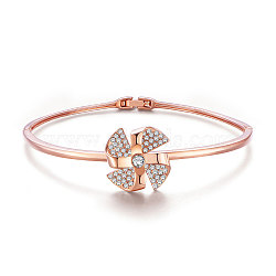 SHEGRACE Titanium Steel Bangles, with Czech Rhinestone, windmill, Rose Gold, 2-3/8 inch(5.92cm)(JB510A)