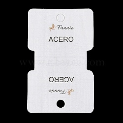 Fold Over Paper Jewelry Display Cards, Necklaces and Bracelets Display Cards, Rectangle with Word ACERO, White, Finished Product: 37.5x50x5.5mm, 8x5x0.05cm, Hole: 6mm(CDIS-M005-25)