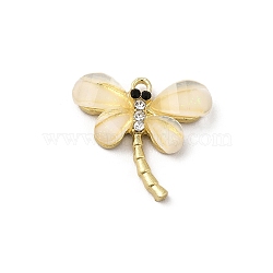 Alloy Pendants, Insect Charms, with Opaque Resin, Real 16K Gold Plated, Dragonfly, 16.5x18x3.5mm, Hole: 1.6mm(PALLOY-R140-04G)