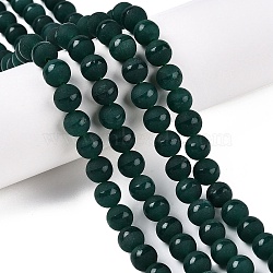 Frosted Natural White Jade Beads Strands, Dyed, Round, Teal, 8x8mm, Hole: 1mm, about 48pcs/strand, 15.08''(38.3cm)(G-T138-8mm-209I)