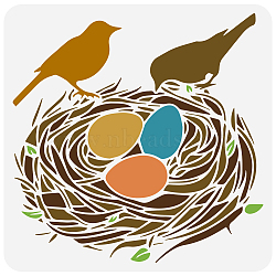 PET Hollow Out Drawing Painting Stencils, for DIY Scrapbook, Photo Album, Bird's Nest, 30x30cm(DIY-WH0391-0833)