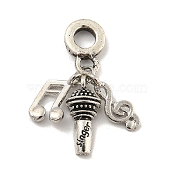 Rack Plating Tibetan Style Alloy European Musical Note Dangle Charms, Large Hole Pendants, Cadmium Free & Nickel Free & Lead Free, Antique Silver, 33mm, Hole: 5mm, Musical Note: 16~19x6~11x1~5mm(FIND-B034-39AS)
