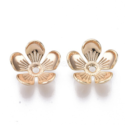 Brass Bead Caps, Nickel Free, 5-Petal, Flower, Real 18K Gold Plated, 11x3.5mm, Hole: 1.5mm(KK-N231-61-NF)