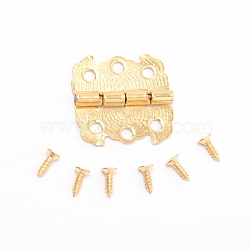 Iron Cabinet Drawer Butt Hinges Connectors, with Replacement Hinge Screws, Wooden Box Accessories, Golden, 29x27x4mm, Hole: 3mm(IFIN-WH0034-28G)