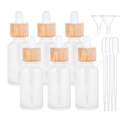 DIY Essential Oil Bottle Kits, include Frosted Glass Dropper Bottles, Plastic Funnel Hopper & Dropper, Adhesive Stickers, White, Bottles: 10.1cm, capacity: 30ml, 6pcs/box(DIY-BC0011-82)