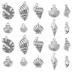 100Pcs 10 Styles Tibetan Style Alloy Whelk/Conch Shell Pendants, Cadmium Free & Lead Free, Antique Silver, 15.8x6.5x4mm, Hole: 2mm, 10pcs/style(TIBEP-CJ0001-61)