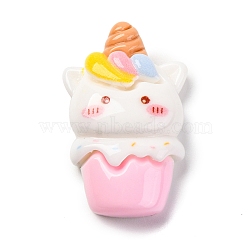 Unicorn Theme Cartoon Resin Decoden Cabochons, Colorful, Ice Cream, 28x17.5x8mm(CRES-Z011-02F)