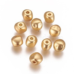 Brass Beads, Long-Lasting Plated, Oval, Matte Gold Color, 7x5.5x5.5mm, Hole: 1mm(KK-K238-25MG)
