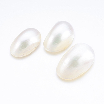 Natural White Shell Mother of Pearl Shell Cabochons, Oval, 31~40x21~22x11~12mm