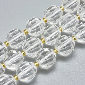 Grade A Natural Quartz Crystal Beads Strands, Rock Crystal, Faceted, Round, 11~12mm, Hole: 1.3mm, about 33pcs/Strand, 14.9 inch~15.7  inch(38~40cm)