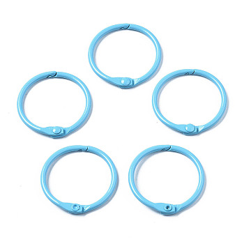 Spray Painted Iron Split Key Rings, Ring, Light Sky Blue, 30x4mm