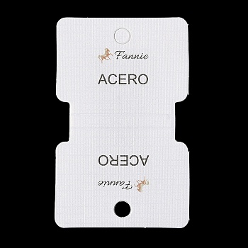 Fold Over Paper Jewelry Display Cards, Necklaces and Bracelets Display Cards, Rectangle with Word ACERO, White, Finished Product: 37.5x50x5.5mm, 8x5x0.05cm, Hole: 6mm