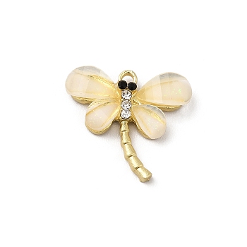 Alloy Pendants, Insect Charms, with Opaque Resin, Real 16K Gold Plated, Dragonfly, 16.5x18x3.5mm, Hole: 1.6mm