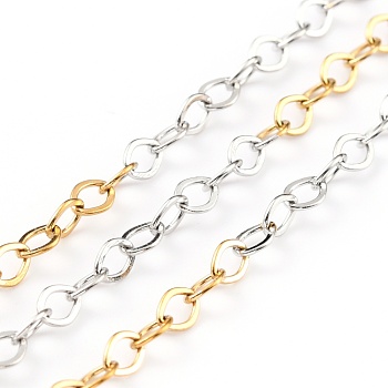 Two Tone 304 Stainless Steel Cable Chains, Soldered, with Spool, Golden & Stainless Steel Color, 4x3x0.5mm, 32.8 Feet(10m)/roll