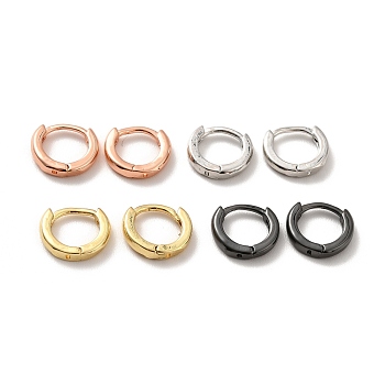 Rack Plating Brass Huggie Hoop Earrings, Hinged Earrings for Women, Lead Free & Cadmium Free, Mixed Color, 12 Gauge, 8x9x2mm, Pin: 1mm